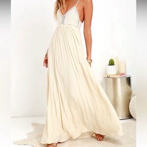 Lulus Hippie Hippie Chic Cream Maxi Dress